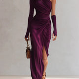 Isadora™ — Robe maxi drapée une épaule