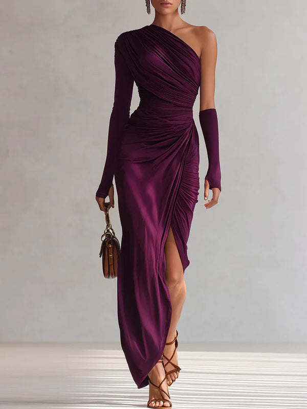 Isadora™ — Robe maxi drapée une épaule