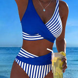 Delphantine™ — Bikini croisé rayé taille haute éclat estival