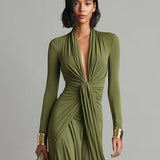 Olive | Robe Maxi en Soie Décolleté en V