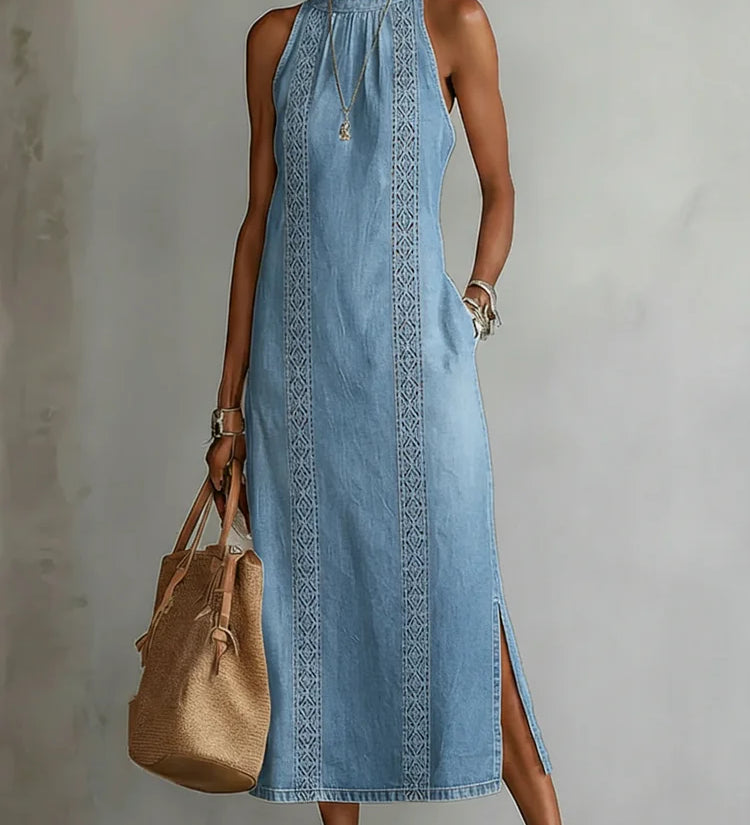 Julia™ | Robe en denim à dentelle rétro