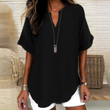 Émilie™ — Blouse fluide élégante au col ouvert