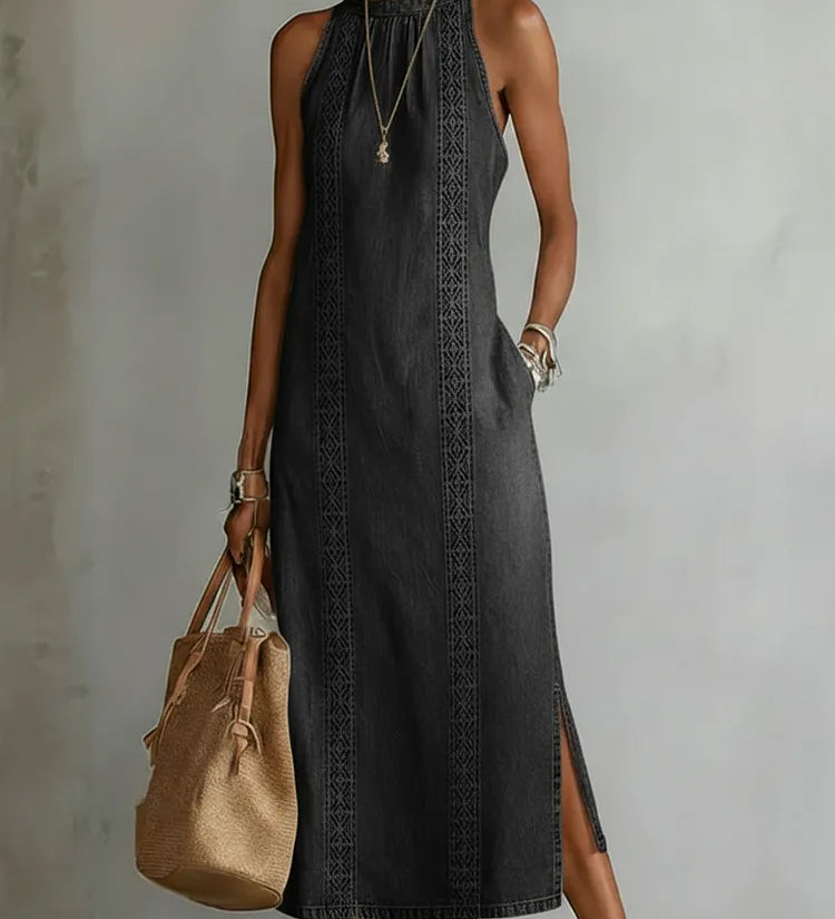 Julia™ | Robe en denim à dentelle rétro