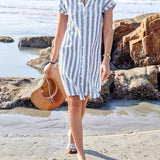 Martine - Robe chemise élégante rayée