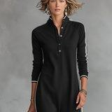 Mireille | Robe Maxi Sweat à Col Boutonné