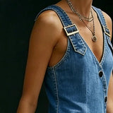 Vera™ | Robe longue en denim boutonnée