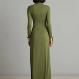 Olive | Robe Maxi en Soie Décolleté en V