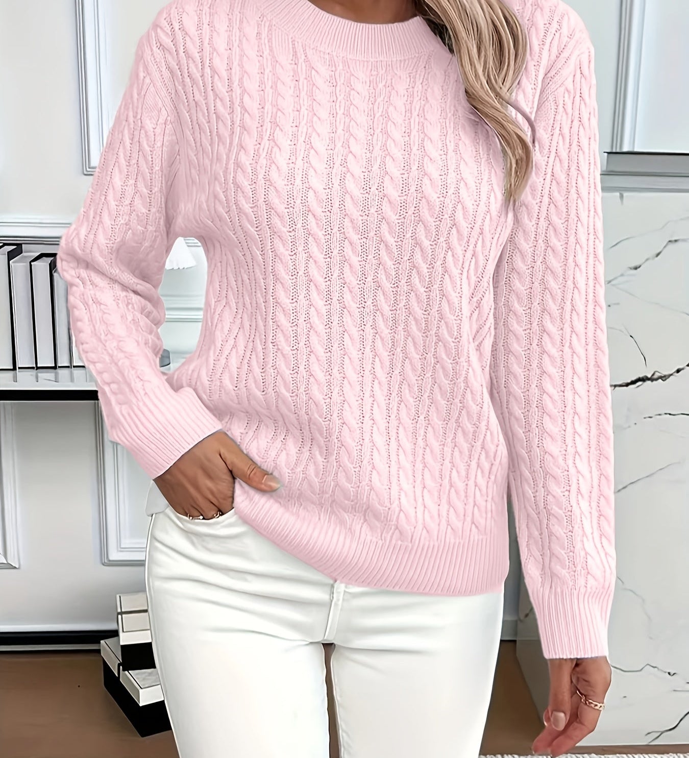 Lena – Pull en tricot à torsades pour femme