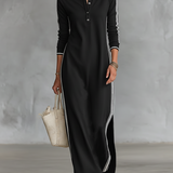 Mireille | Robe Maxi Sweat à Col Boutonné