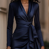 Mathilde™ — Robe portefeuille satinée élégance intemporelle