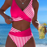 Delphantine™ — Bikini croisé rayé taille haute éclat estival