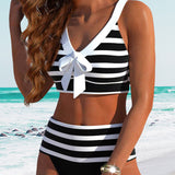 Laluna | Bikini Rayé Taille Haute