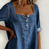 Avélia™ | Chemise denim col carré
