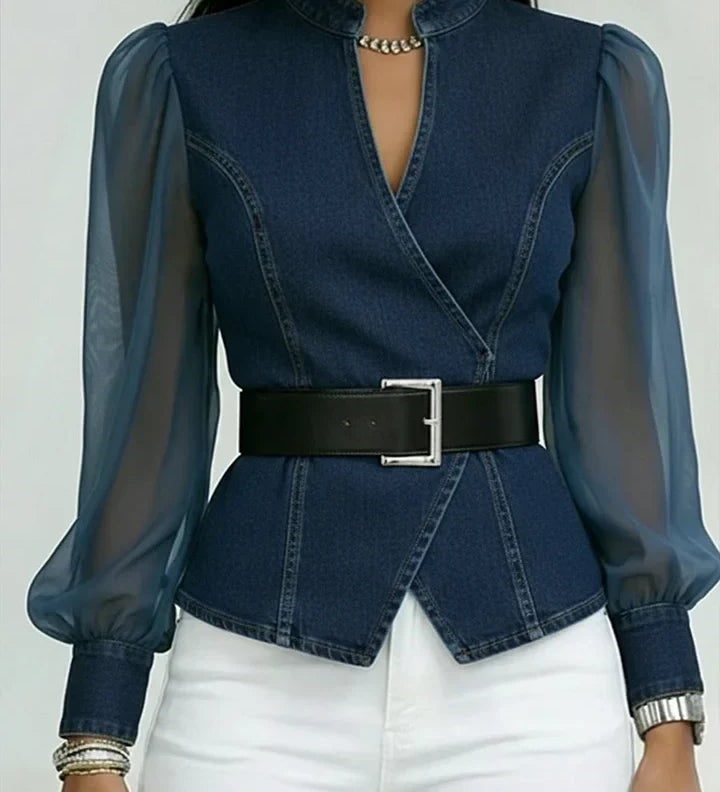 Séraphine™ — Blouse élégante cintrée avec ceinture raffinée