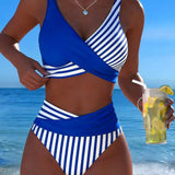 Delphantine™ — Bikini croisé rayé taille haute éclat estival