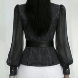 Séraphine™ — Blouse élégante cintrée avec ceinture raffinée