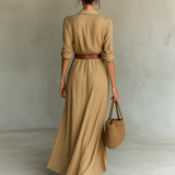 Robe Maxi | Col Revers et Manches Longues