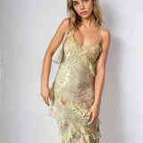 Amour | Robe Maxi en Mesh Froncée