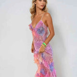 Amour | Robe Maxi en Mesh Froncée