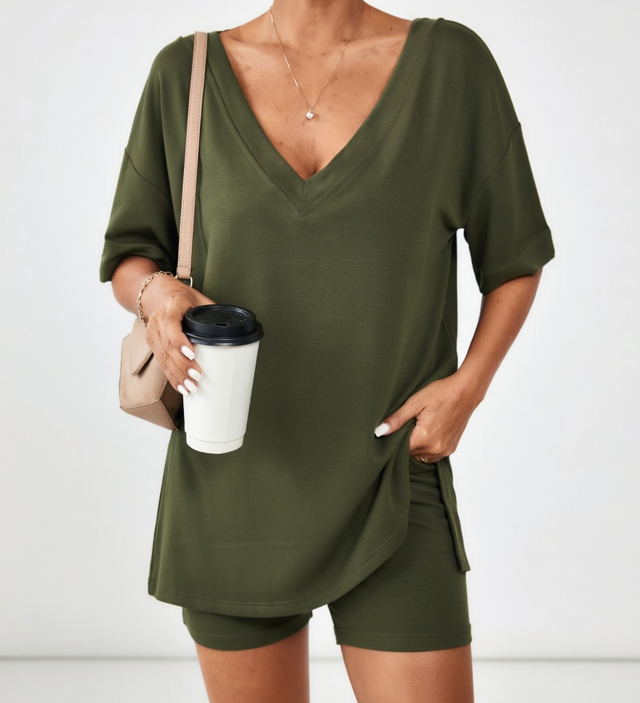Louisette™ — Ensemble t-shirt oversize short confort décontracté