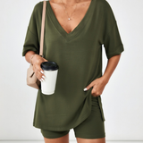 Louisette™ — Ensemble t-shirt oversize short confort décontracté