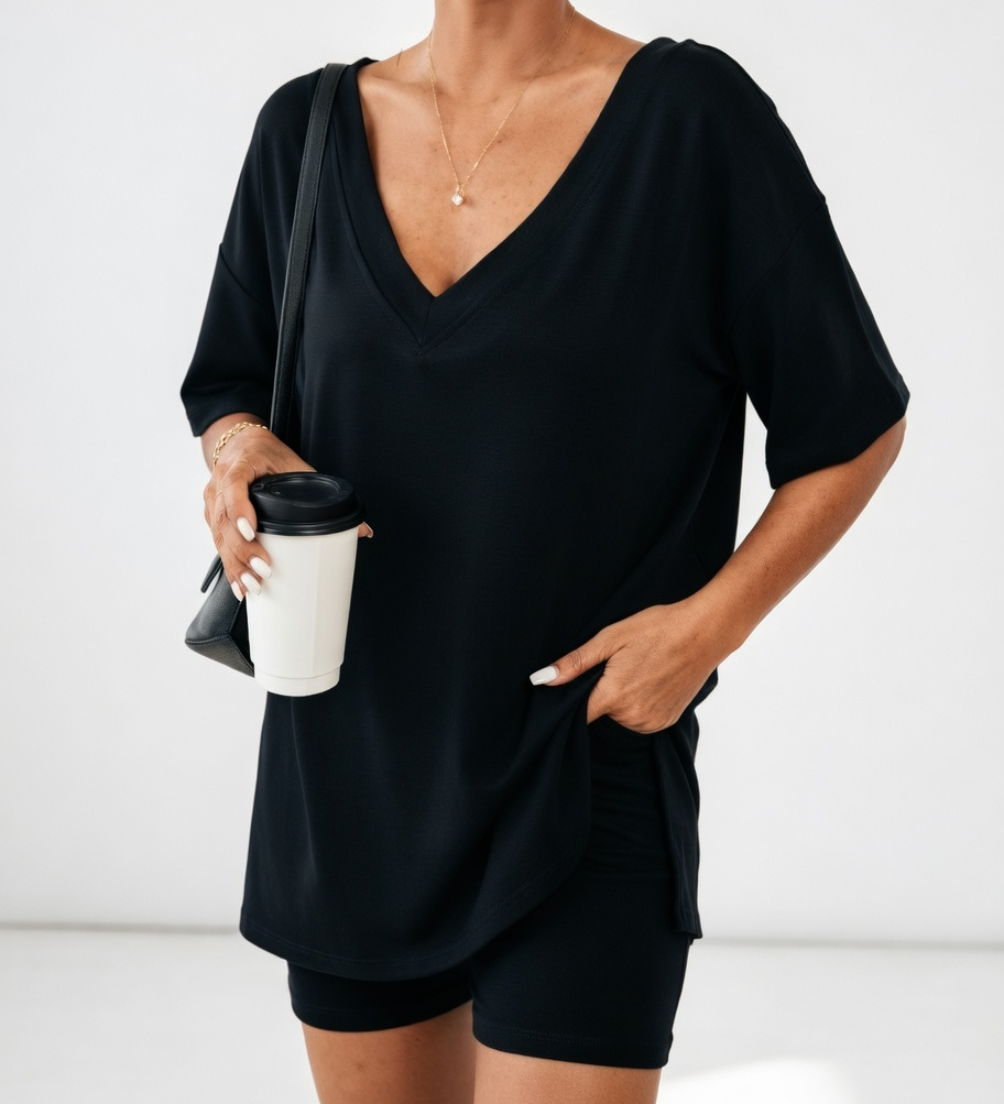 Louisette™ — Ensemble t-shirt oversize short confort décontracté