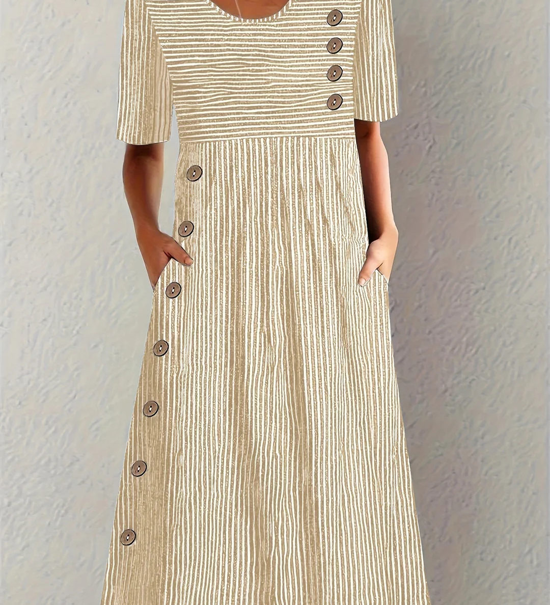 Marina - Robe Midi Rayée Élégante