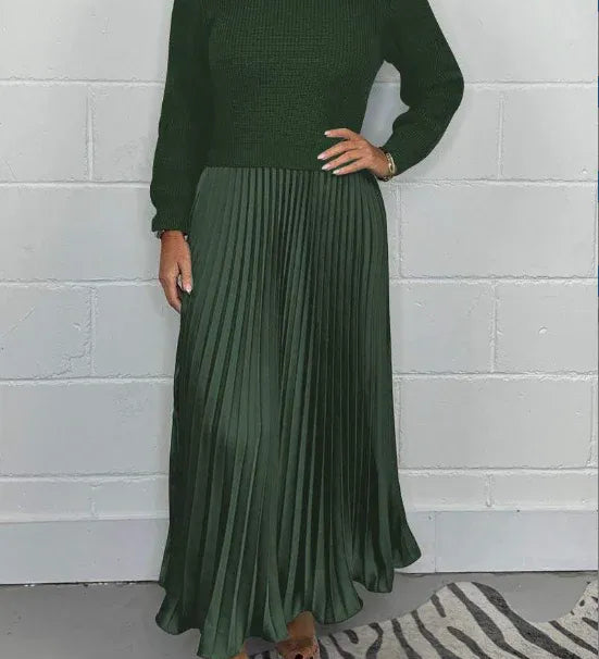 Claudine™ – La Robe Pull Plissée Élégance et Confort