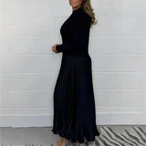 Claudine™ – La Robe Pull Plissée Élégance et Confort