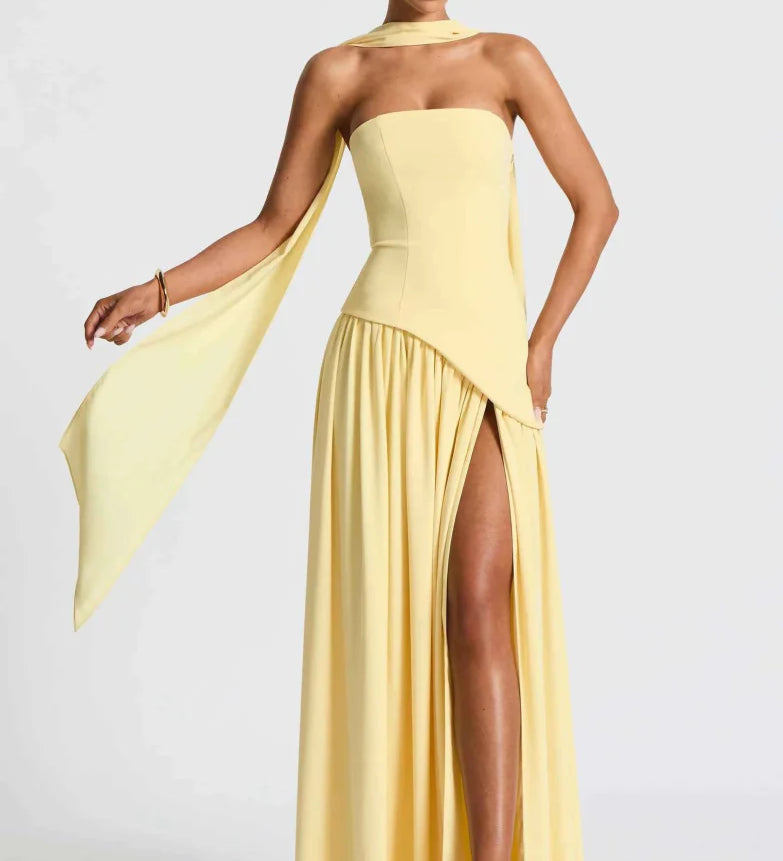 Robe Maxi | Fente et Détail Drapé