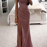 Melina | Robe de Soirée Scintillante avec Corsage et Fente