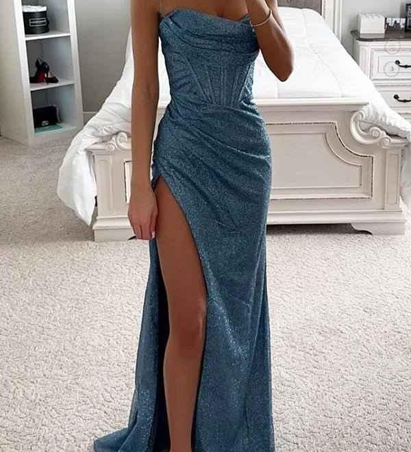 Melina | Robe de Soirée Scintillante avec Corsage et Fente