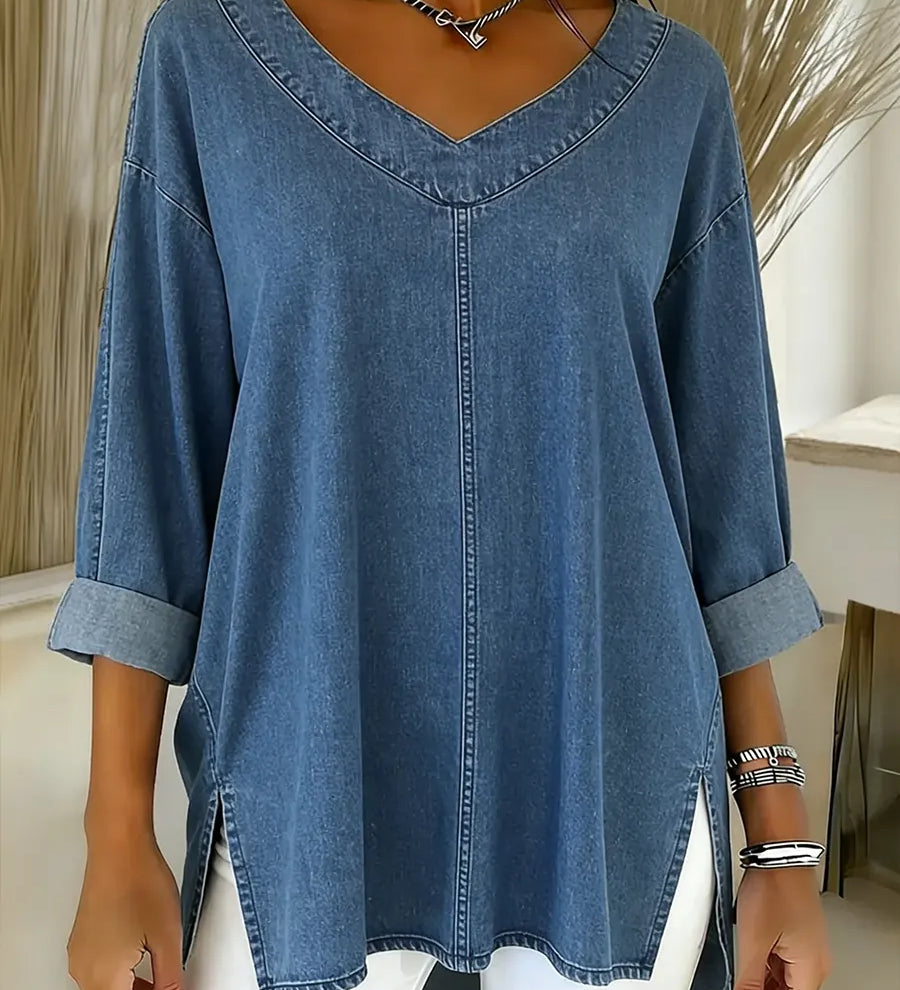 Lina - Top Denim Décontracté