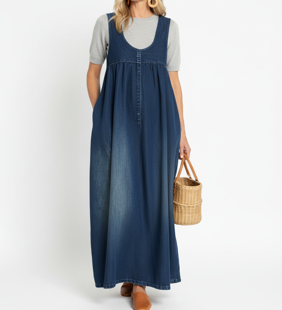 Karen™ | Robe maxi en denim lavé vintage