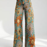 Florivane™ — Pantalon large floral rétro élégant