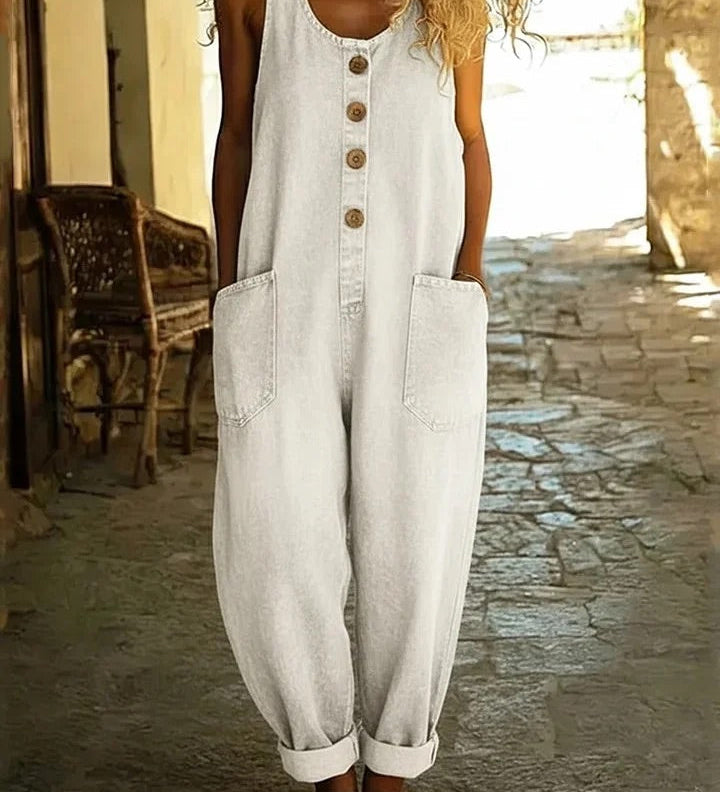 Ruth™ | Salopette en denim coton lavé vintage