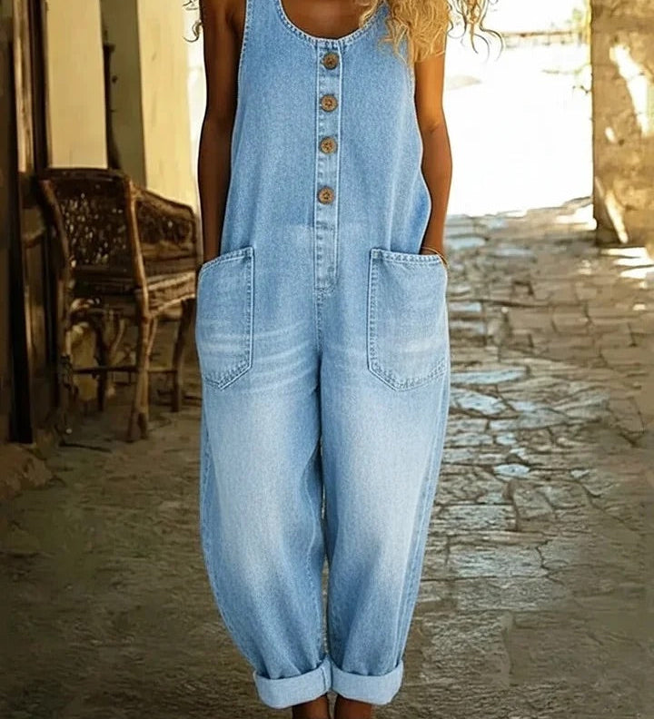 Ruth™ | Salopette en denim coton lavé vintage